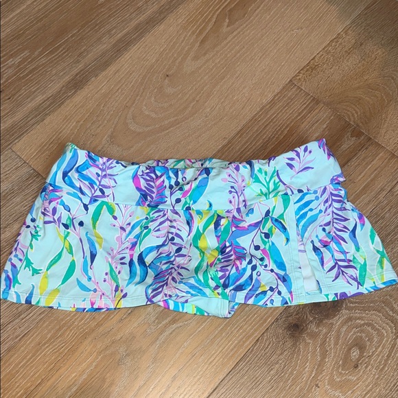 Lilly Pulitzer Other - Lilly Pulitzer Pastel Aqua & Purple Leaf Swim Skirt